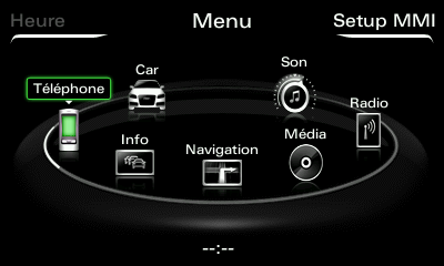 Menu Téléphone / Bluetooth sur Audi RMC