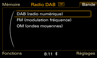 Bande radio avec DAB+ sur Audi RMC